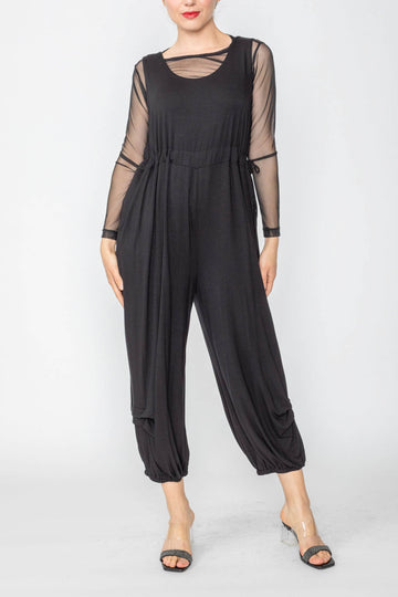 Black Round Neck Sleeveless Jumpsuit